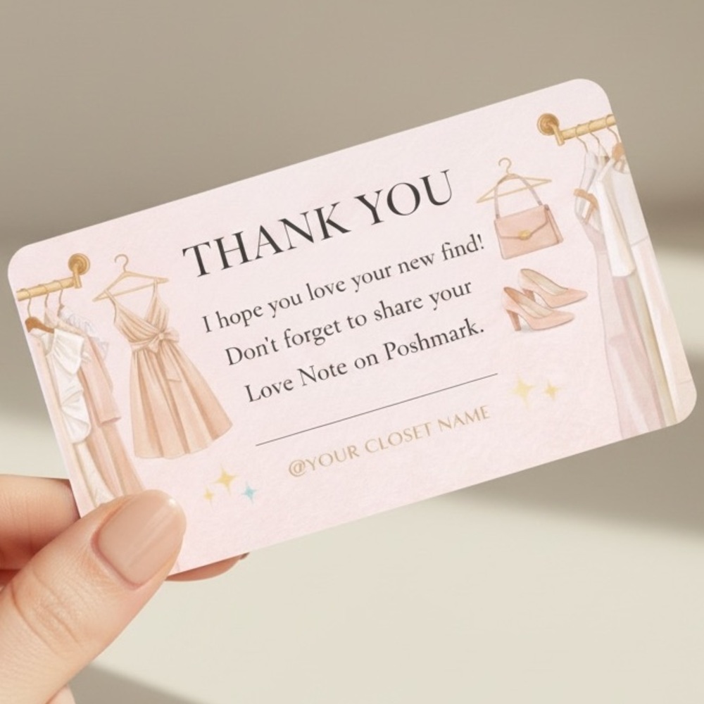 Closet Theme Thank You Cards (50) Elegant Fashion Packaging for Poshmark Seller